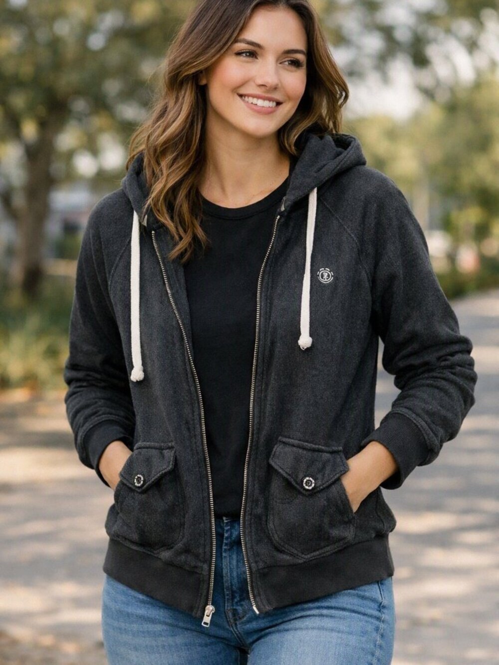 Element Women's Striped Hooded Jacket Size Medium Like New